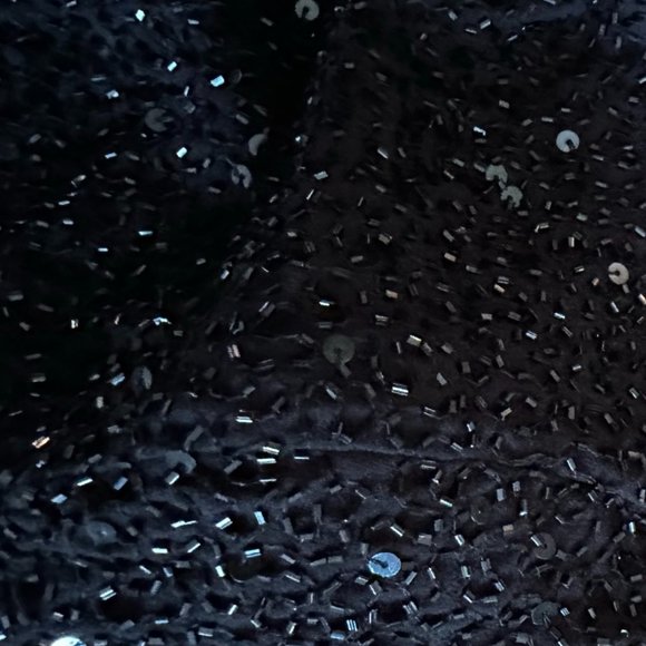 Fully Beaded Off The Shoulder Black Dress - Picture 3 of 6